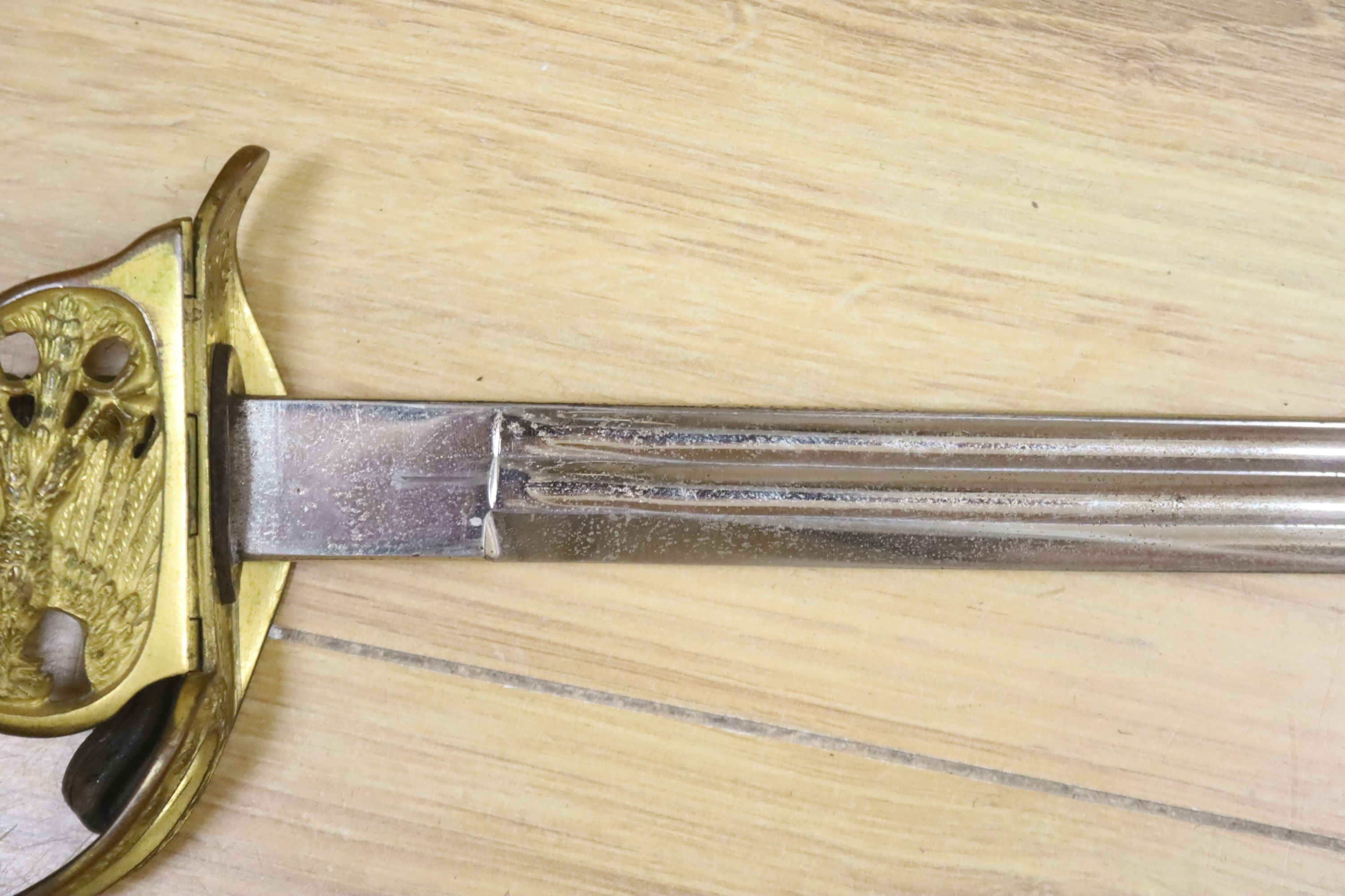 A late 19th century German Officer's sword, overall length 99cm, Carl Eickhorn blade